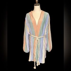 Aura Metallic Sparkle Mini Wrap Dress Tunic Jacket Ladies L Lagenlook